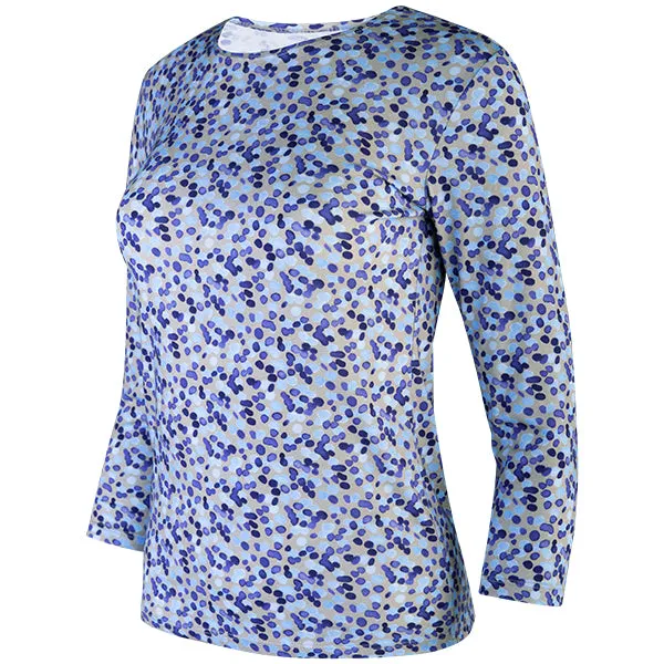 3/4 Sleeve Knit Tee in Water Dots Purple/Grey