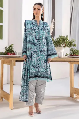 3PC Printed Unstitched Lawn Suit KLA-2423