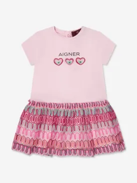 Aigner Baby Girls Logo Dress in Pink