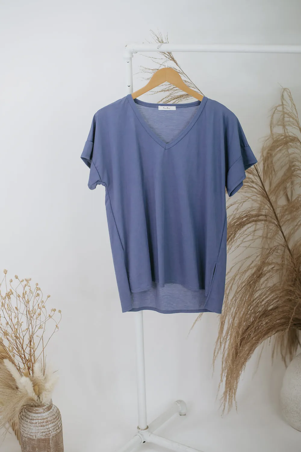 All Basic V Neck Tee, Blue