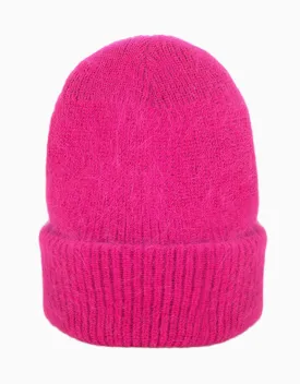 Angora Wool Beanie | Magenta