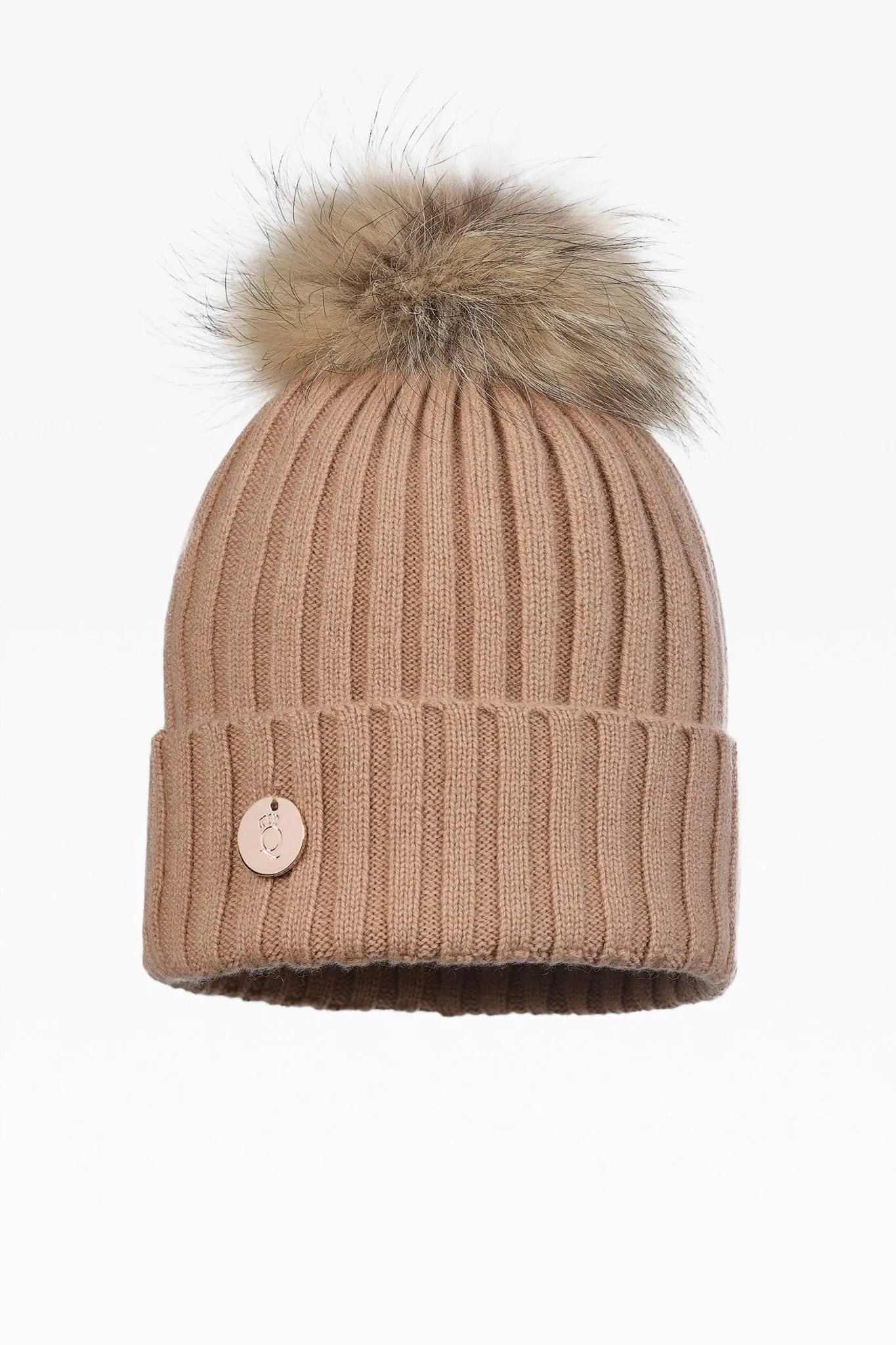 Ava Rib Pom Pom Hat - Real Fur