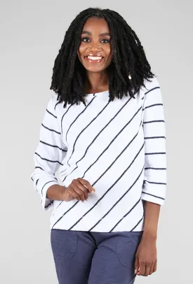 Beach Stripes Pullover, White/Navy