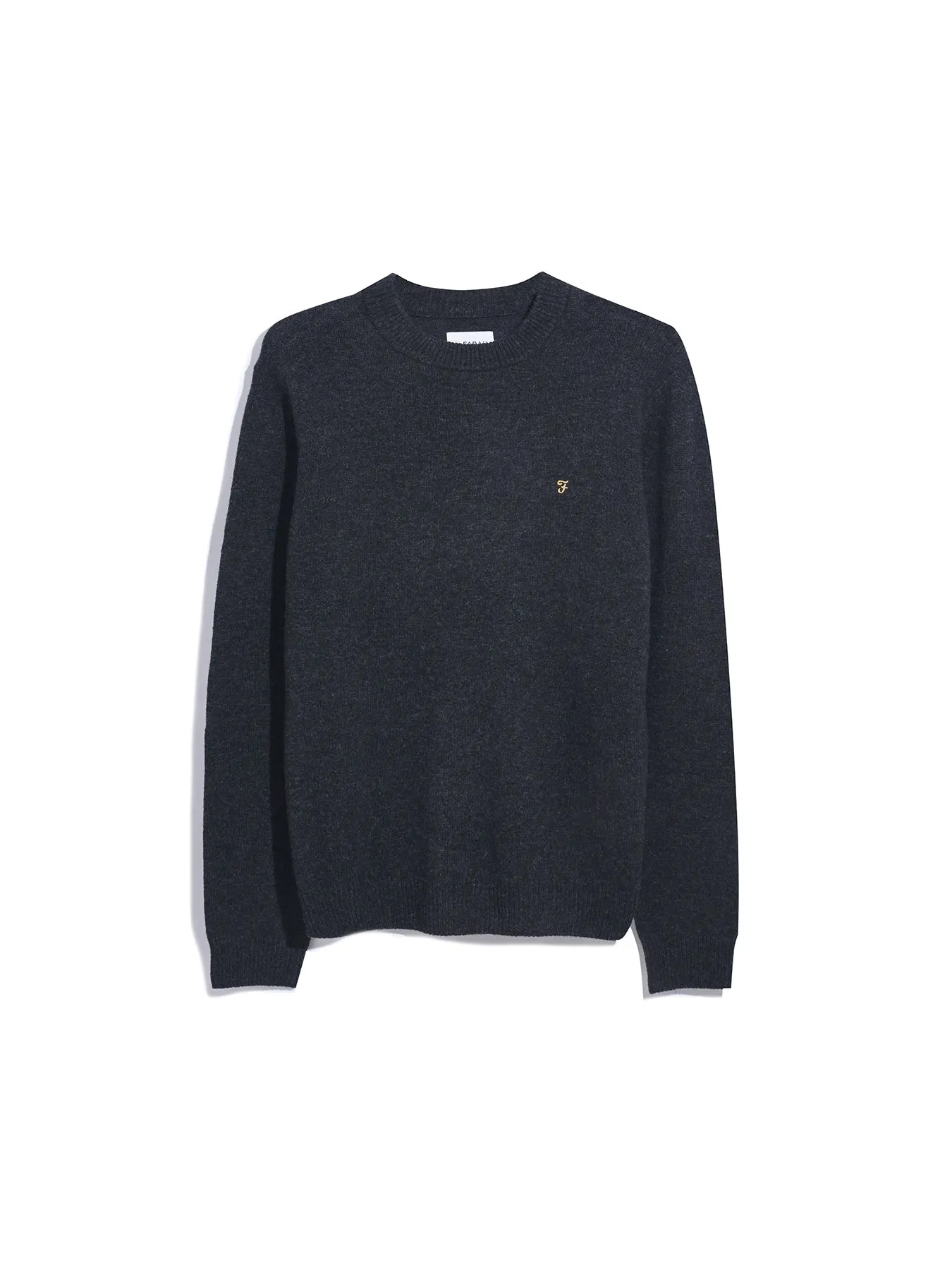 Birchall Crew Neck Lambswool Sweater In Black Oyster