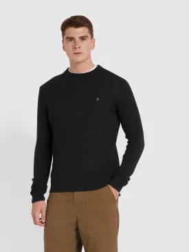 Birchall Crew Neck Lambswool Sweater In Black Oyster