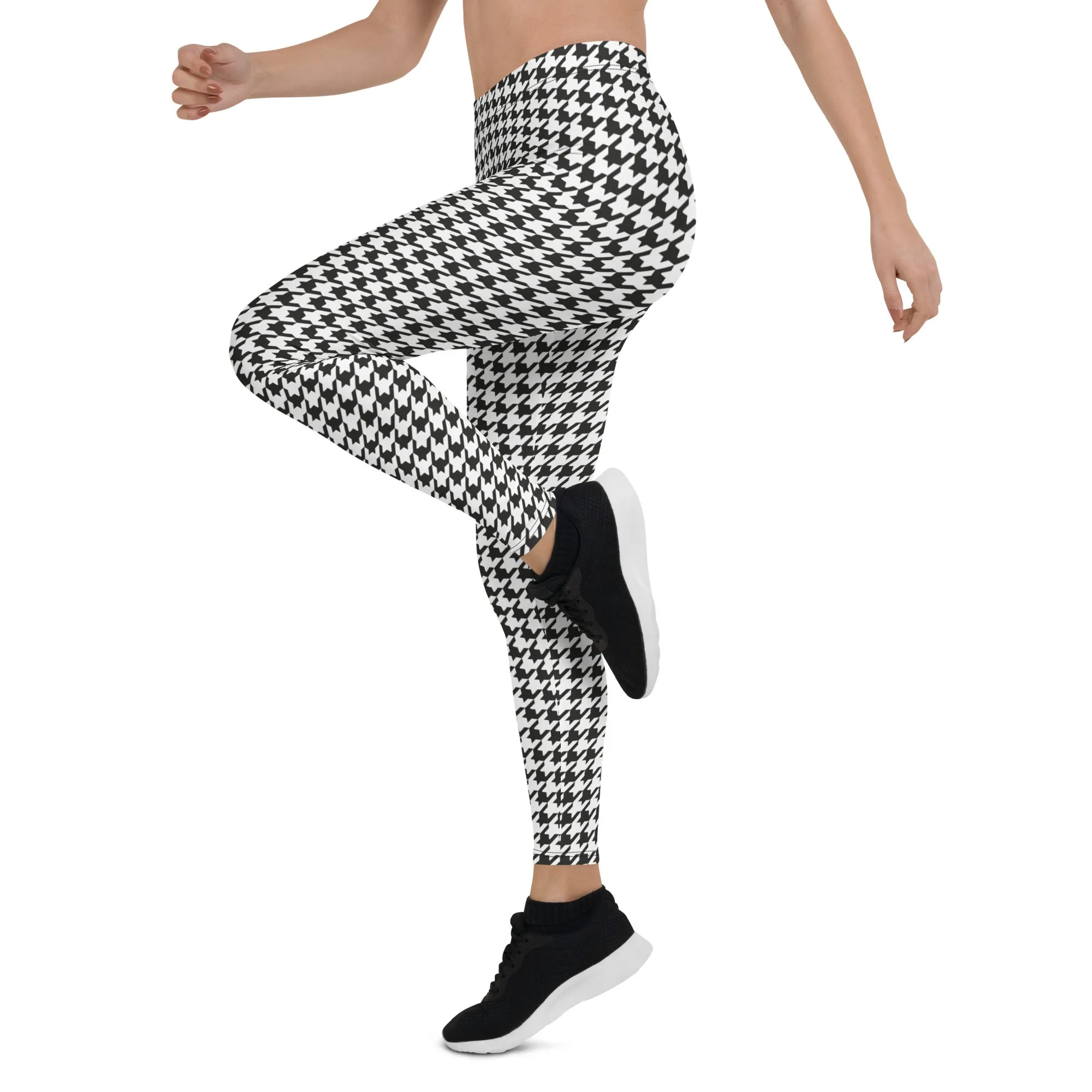 Black & White Houndstooth Print Leggings