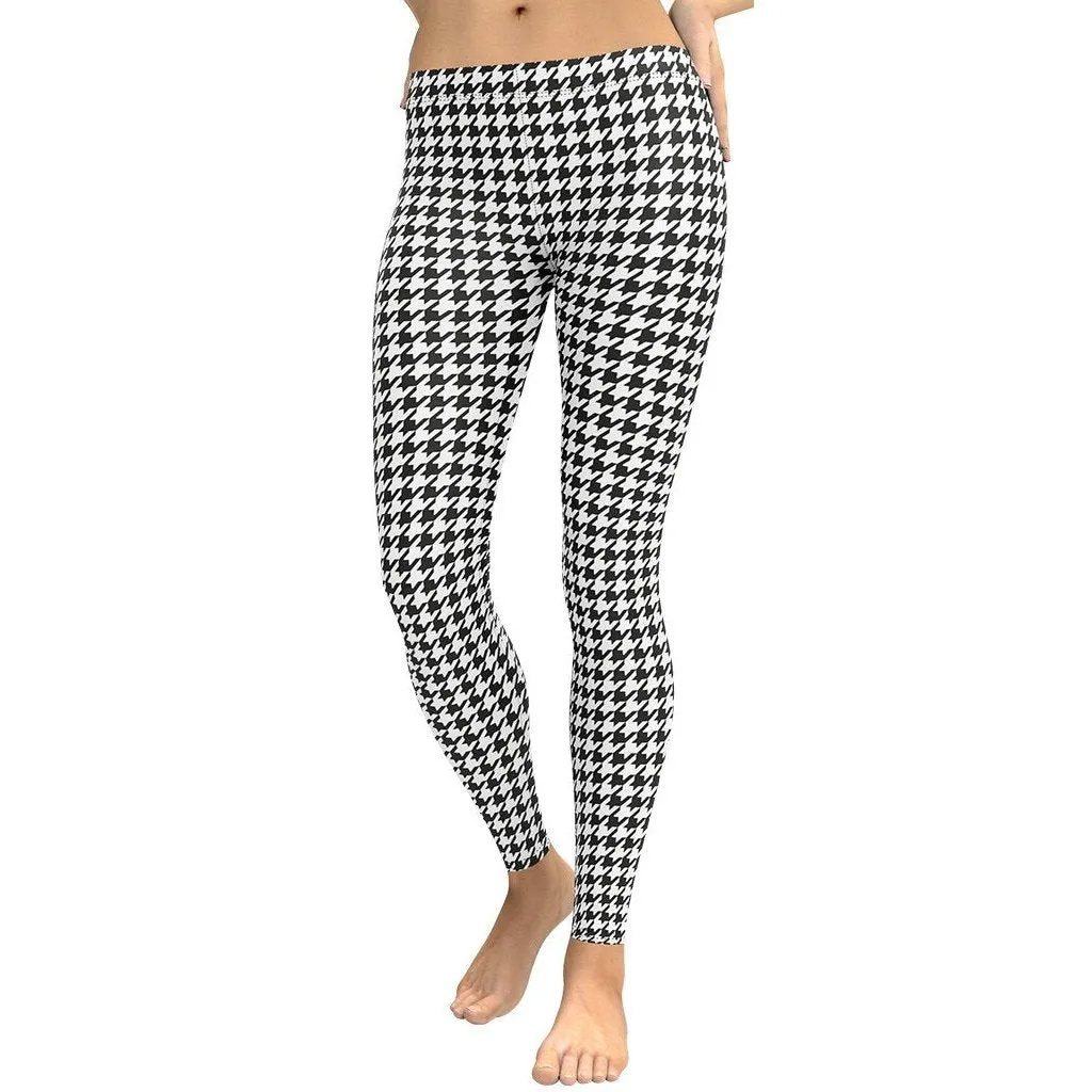 Black & White Houndstooth Print Leggings