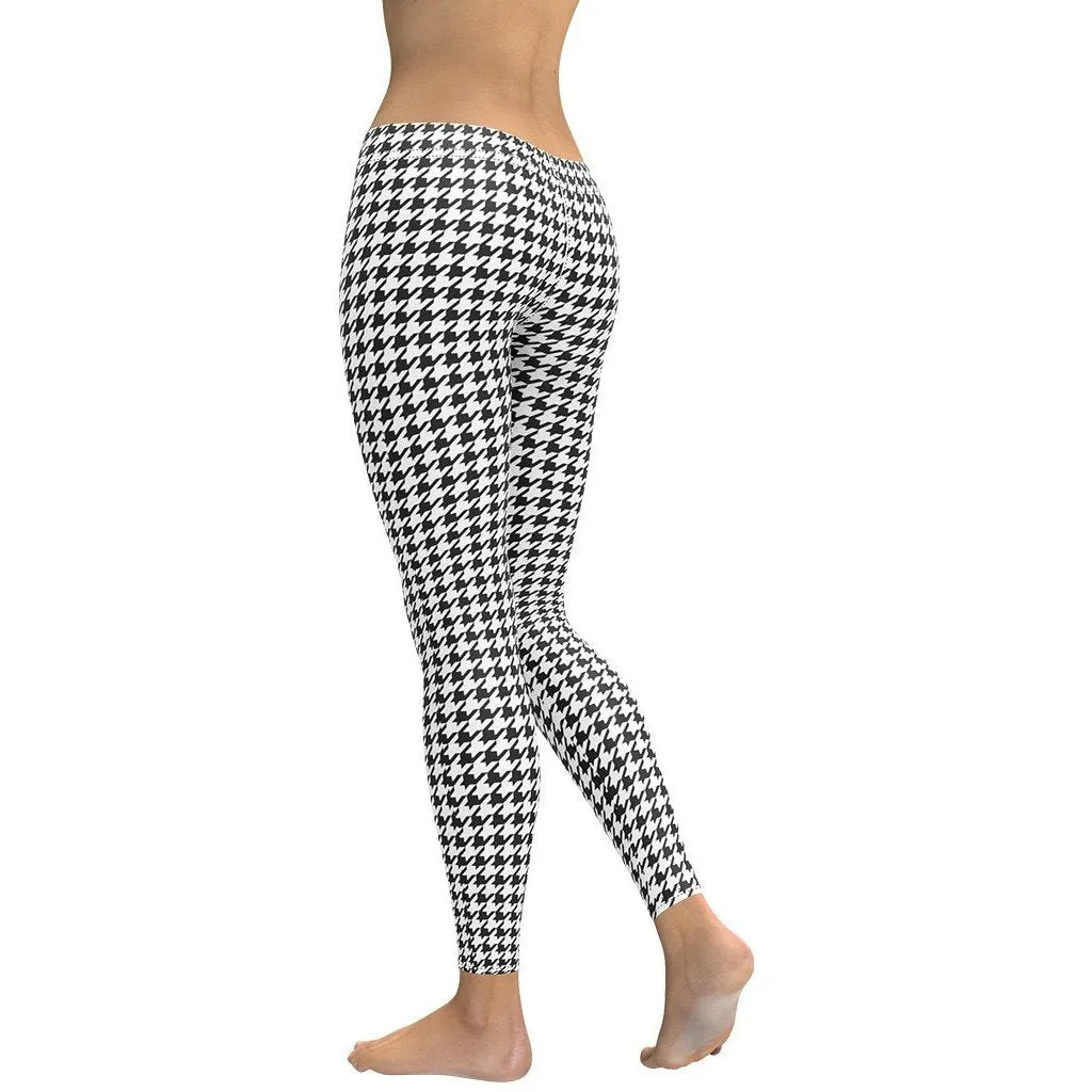 Black & White Houndstooth Print Leggings