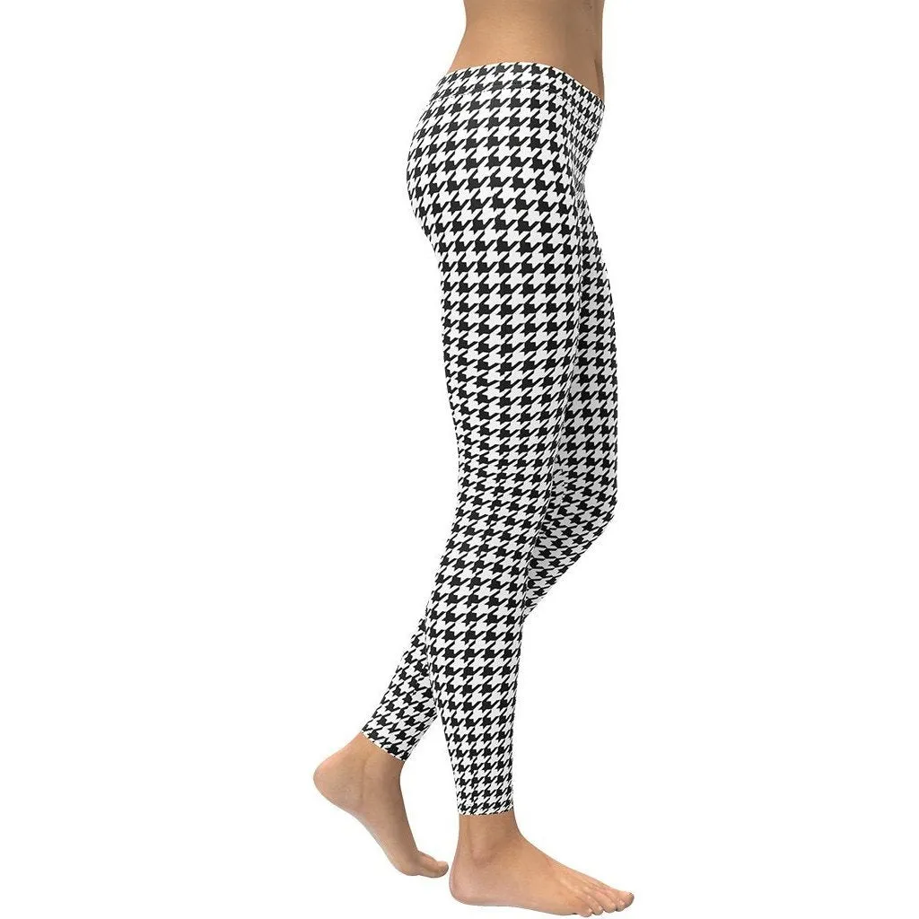 Black & White Houndstooth Print Leggings