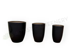 Black Curved Planter Matt Finish - Round (Ceramic) CER0021