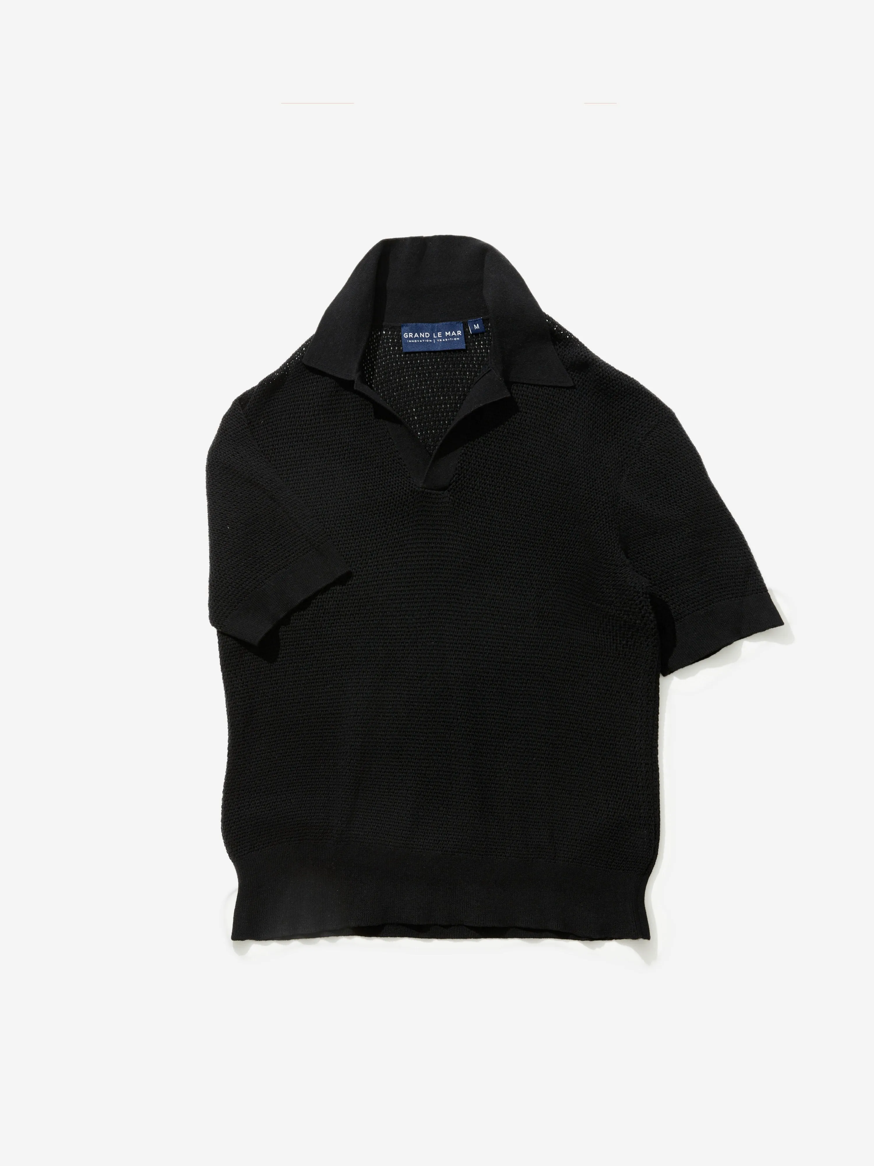 Black Knitted Short Sleeve Jersey