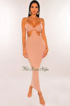 Blush Spaghetti Straps Cut Out Maxi Dress