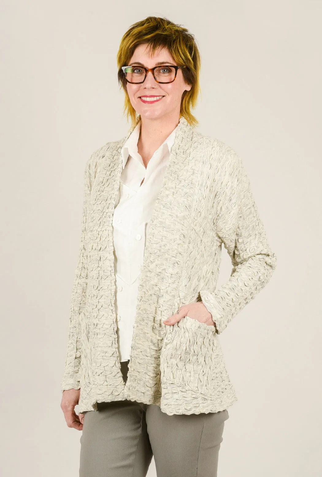 Boston Waffle Jacket, Marled Ivory