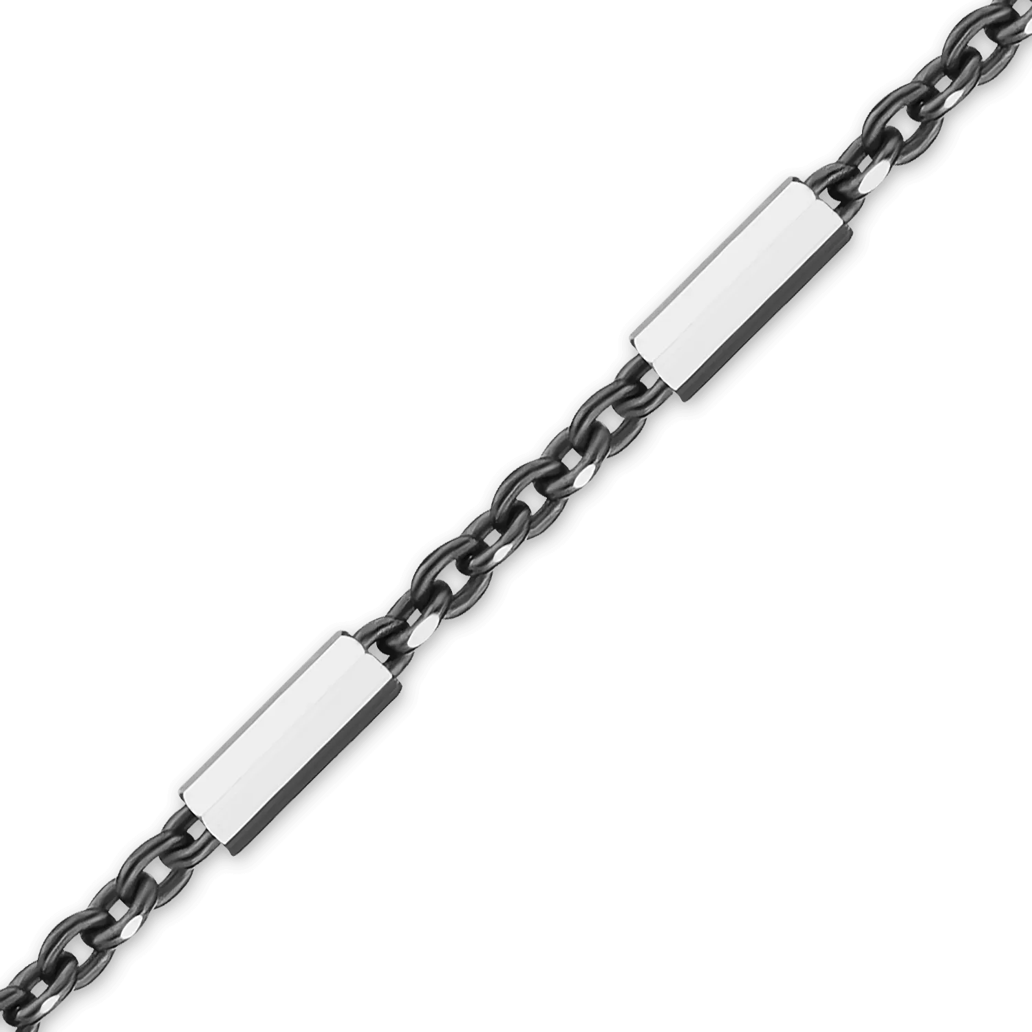 Bulk / Spooled Black Ruthenium Bar Cable Chain in Sterling Silver (1.20 mm)