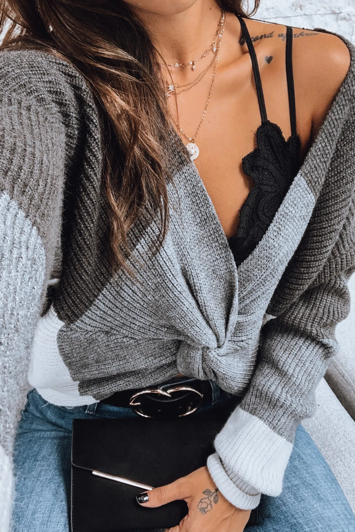 Charcoal Color Block Sweater