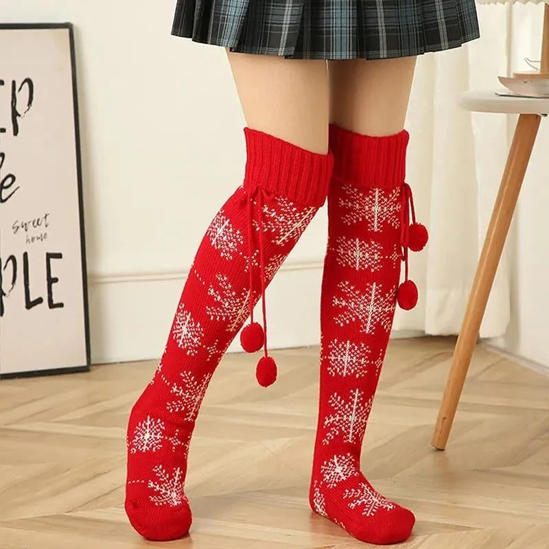 Christmas Winter Knitted Stockings - Cozy and Stylish Over Knee Women's Stockings (2pcs)