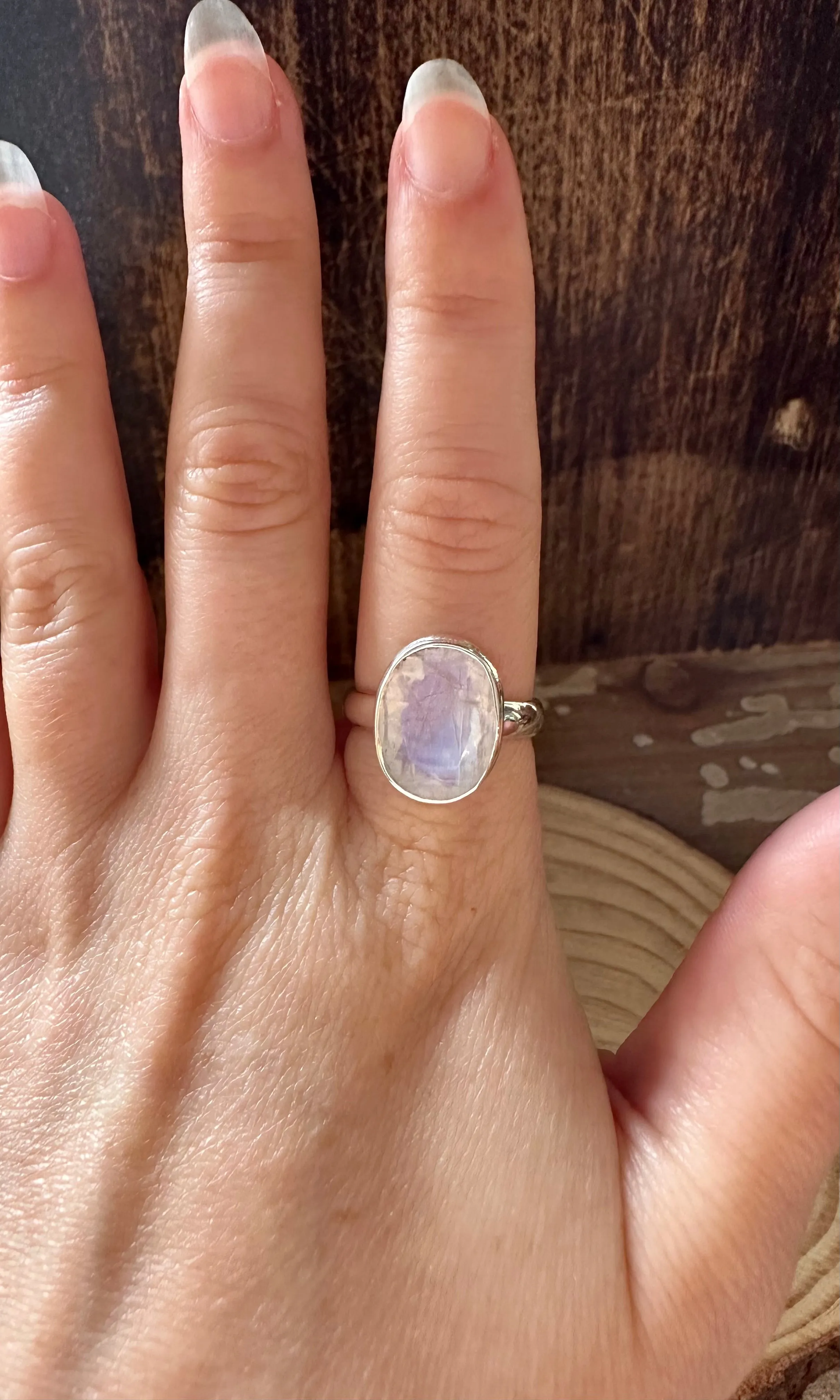 CLARITY MOONSTONE Sterling Silver Ring • Size 8