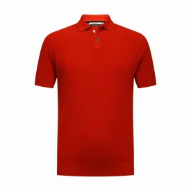 Cotton Cashmere Polo Shirt Cancale in fine pique stitch Red