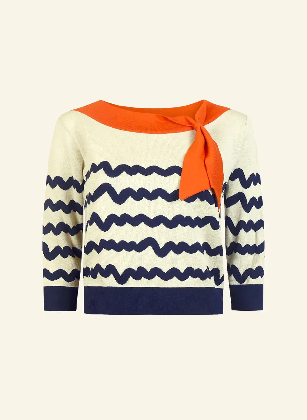 Cream Wave Stripe Ameilie Sweater by Palava