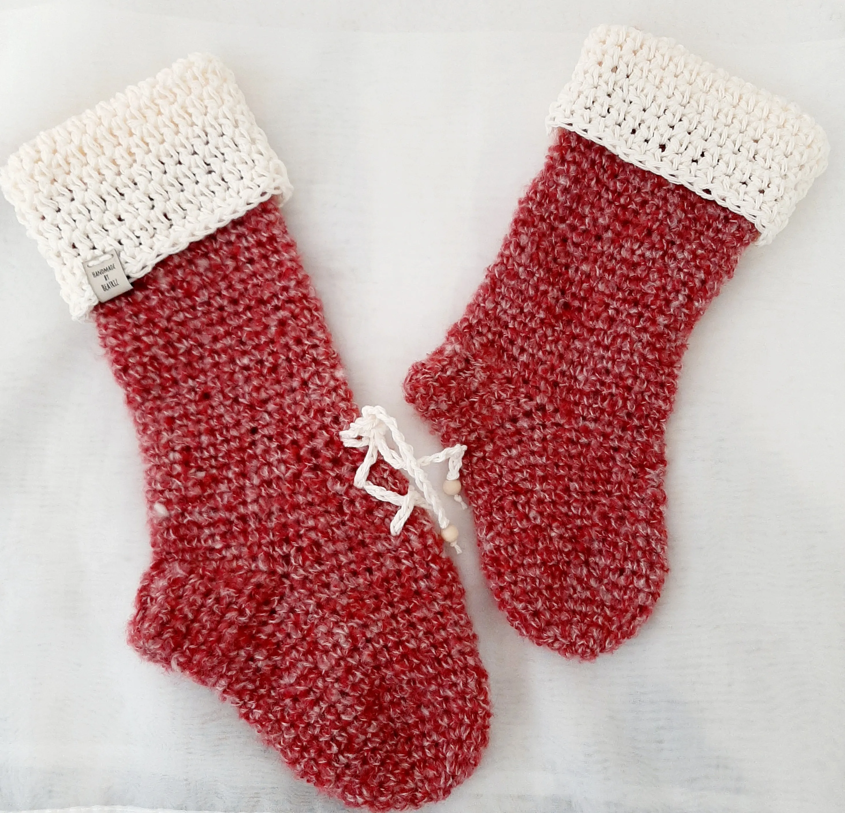 Crochet Christmas Stockings - Set of 2 Stockings - Rustic Christmas Decoration