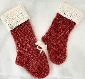 Crochet Christmas Stockings - Set of 2 Stockings - Rustic Christmas Decoration