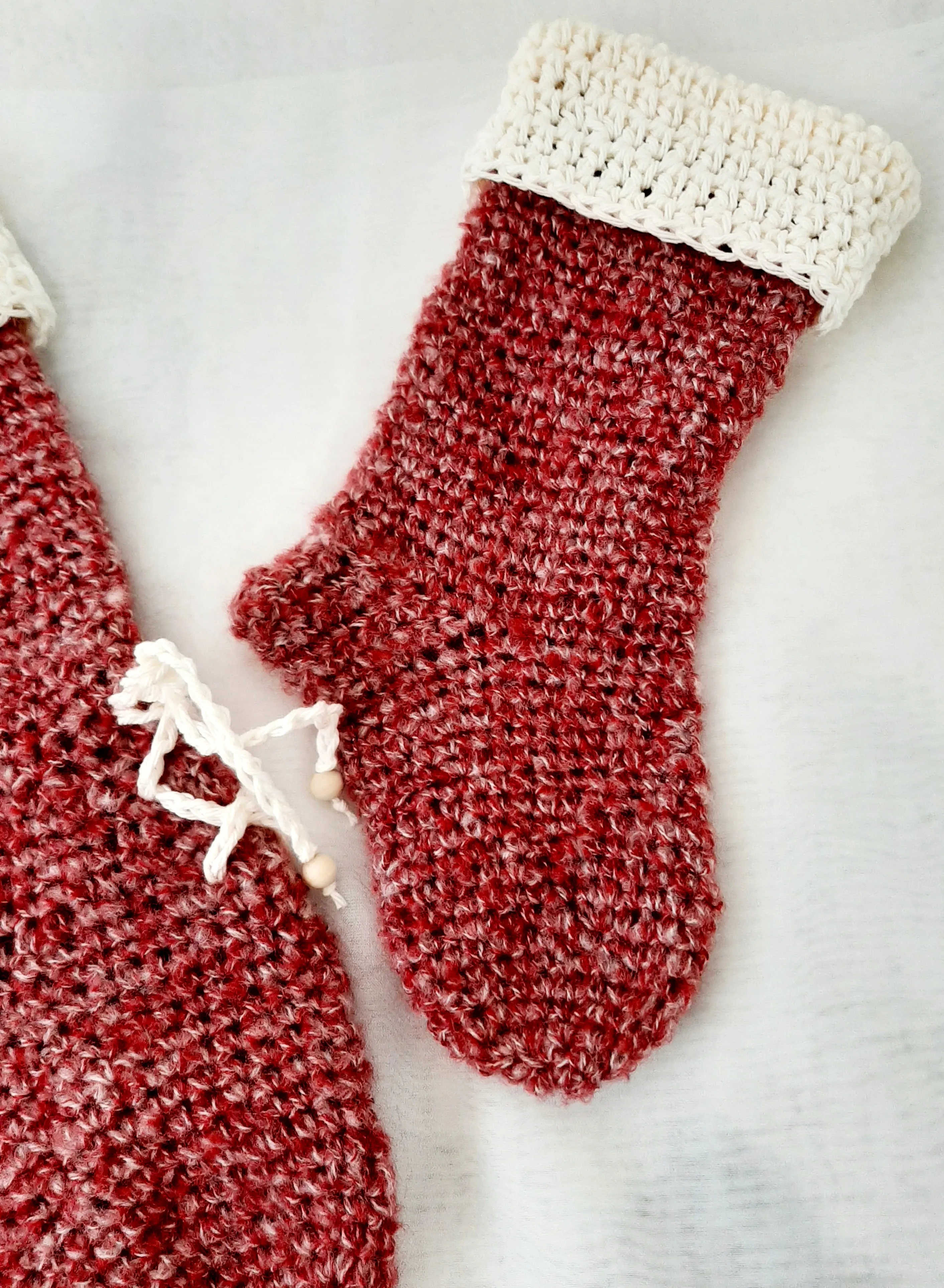 Crochet Christmas Stockings - Set of 2 Stockings - Rustic Christmas Decoration