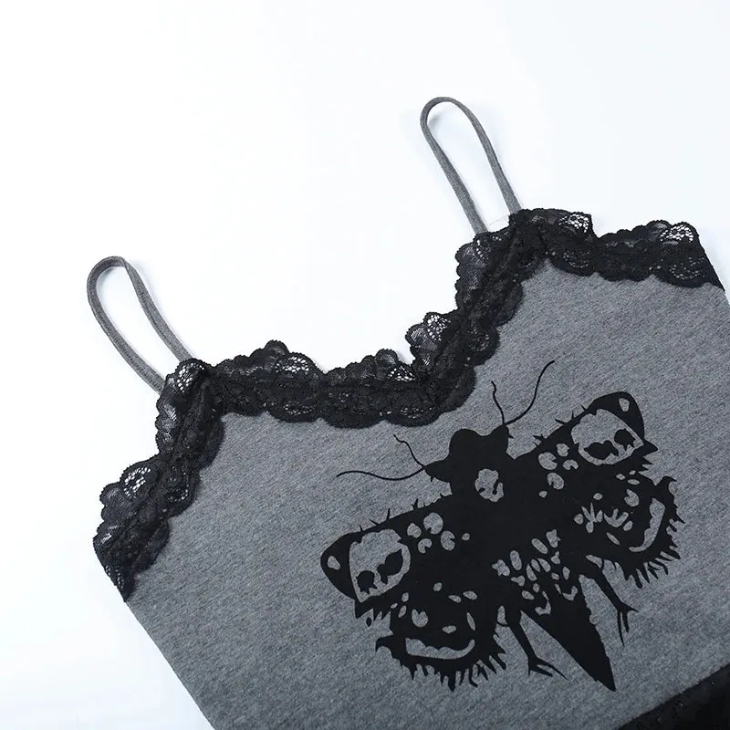 Cute Kawaii Grey Lace Crop Top