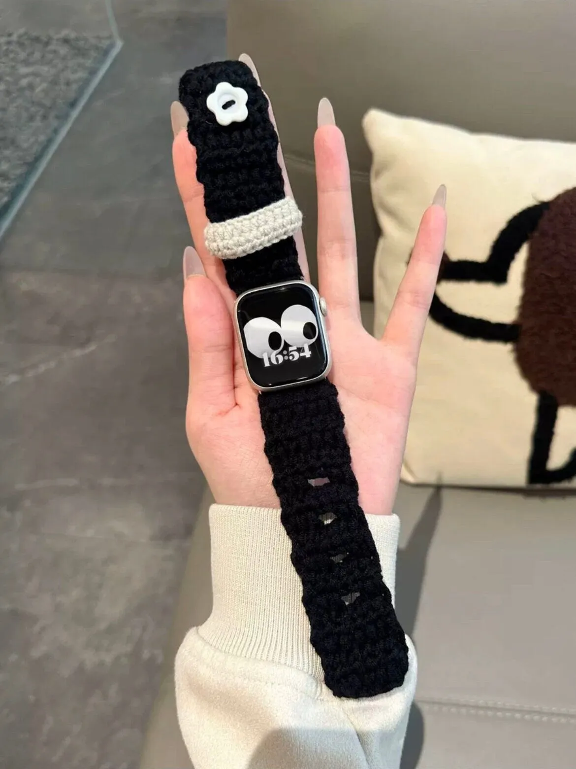 Cute Knitted Yarn Button Strap iWatch Band Series 12 3 4 5 6 7 8 9 Ultra Generation 38mm 40mm 41mm 42mm 44mm 45mm 49mm for Apple Watch