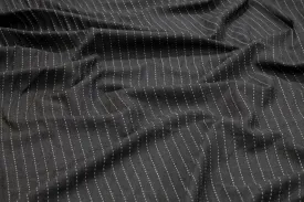 Dark Gray Striped Italian Wool Suiting