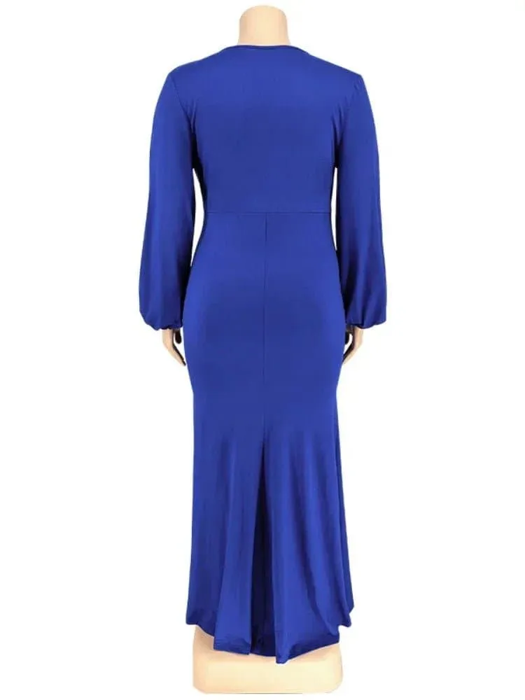 Deep V Neck Maxi Dress - Elegant and Slim Fit Silhouette