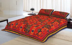 Designer Mart Kantha Work Embroidered Double Bed sheet with two pillow covers