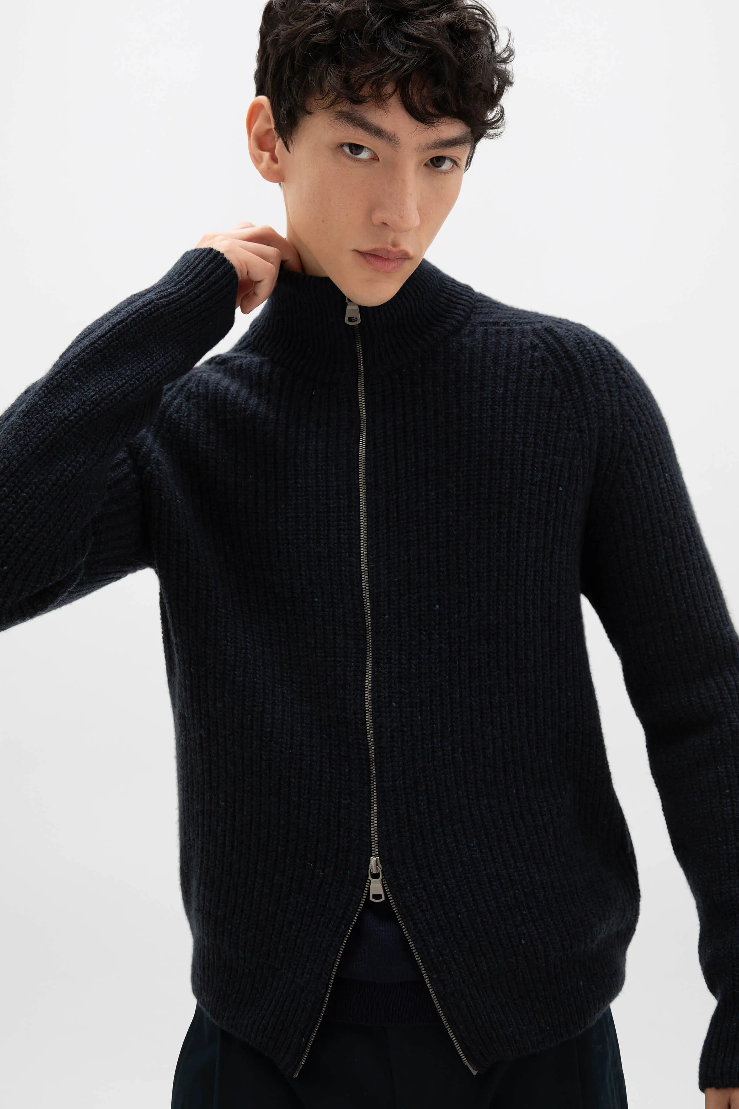 Donegal Ribbed Zip Cardigan