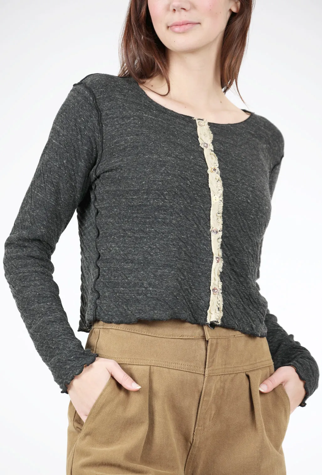 Double-Cloth Cardigan, Cashew