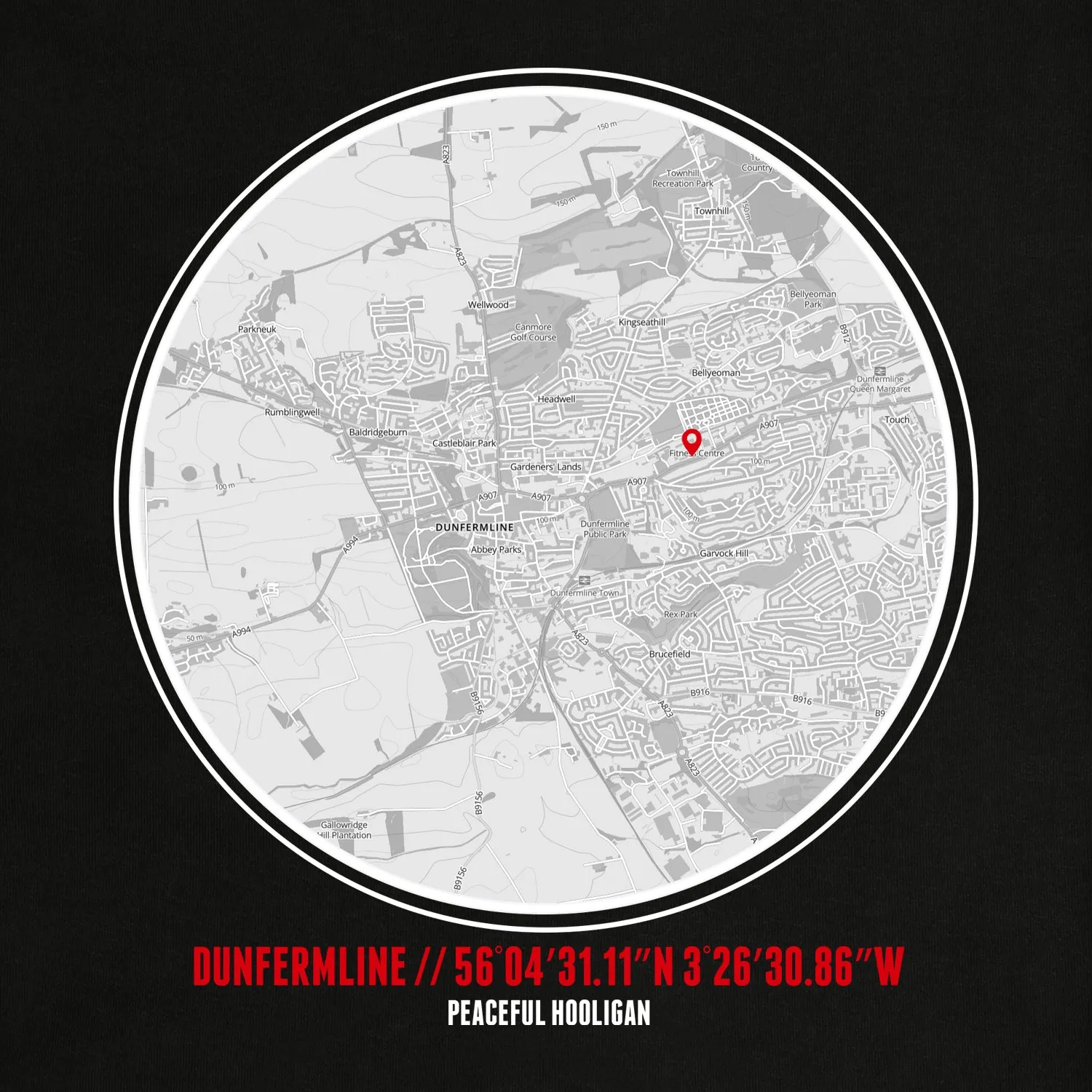 Dunfermline Athletic Location T-Shirt Black