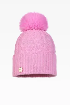 Eve Cable Pom Pom Hat - Real Fur