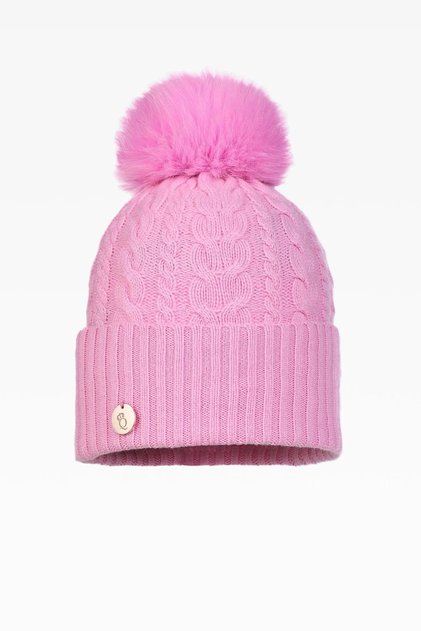 Eve Cable Pom Pom Hat - Real Fur