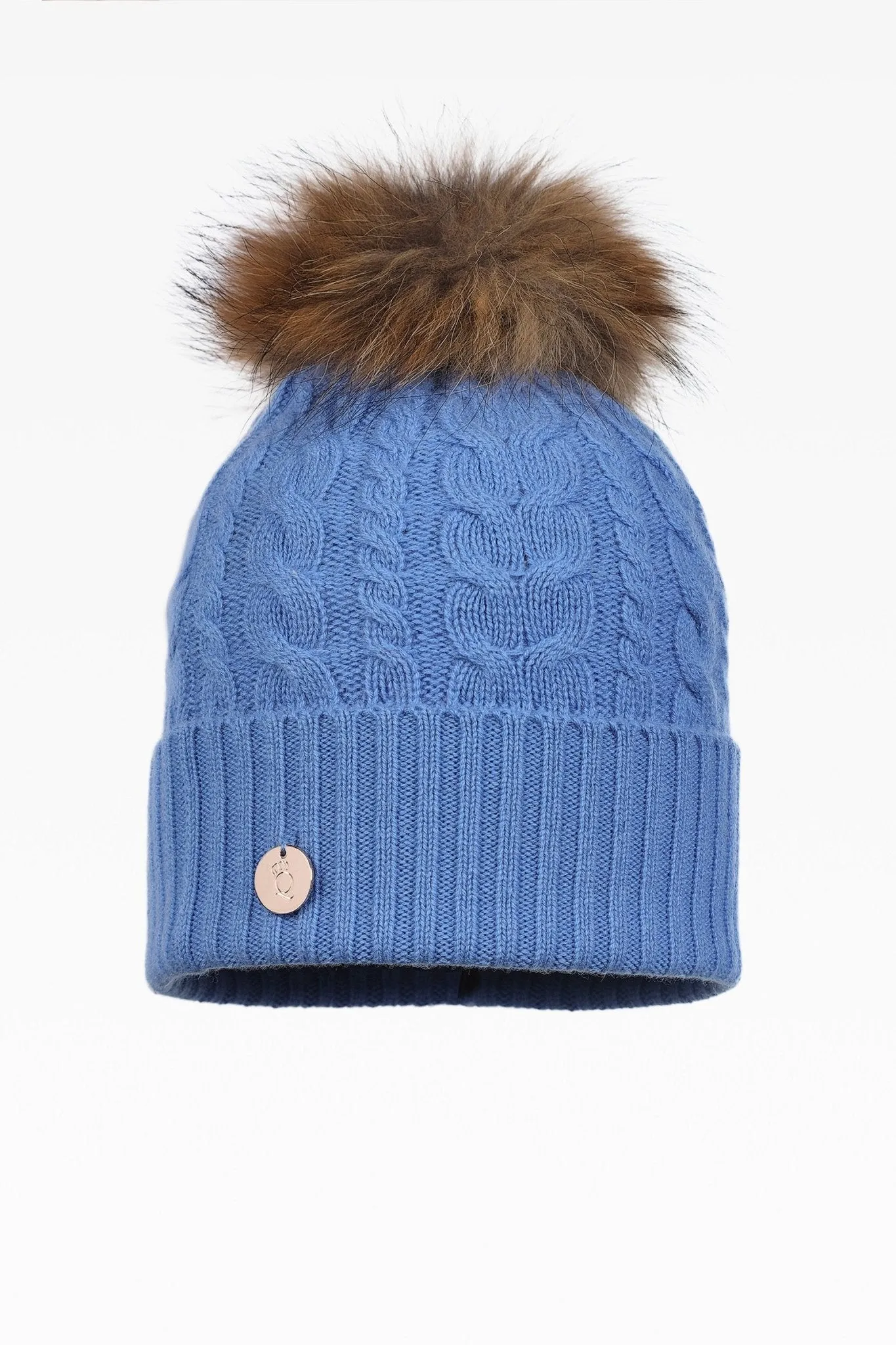 Eve Cable Pom Pom Hat - Real Fur