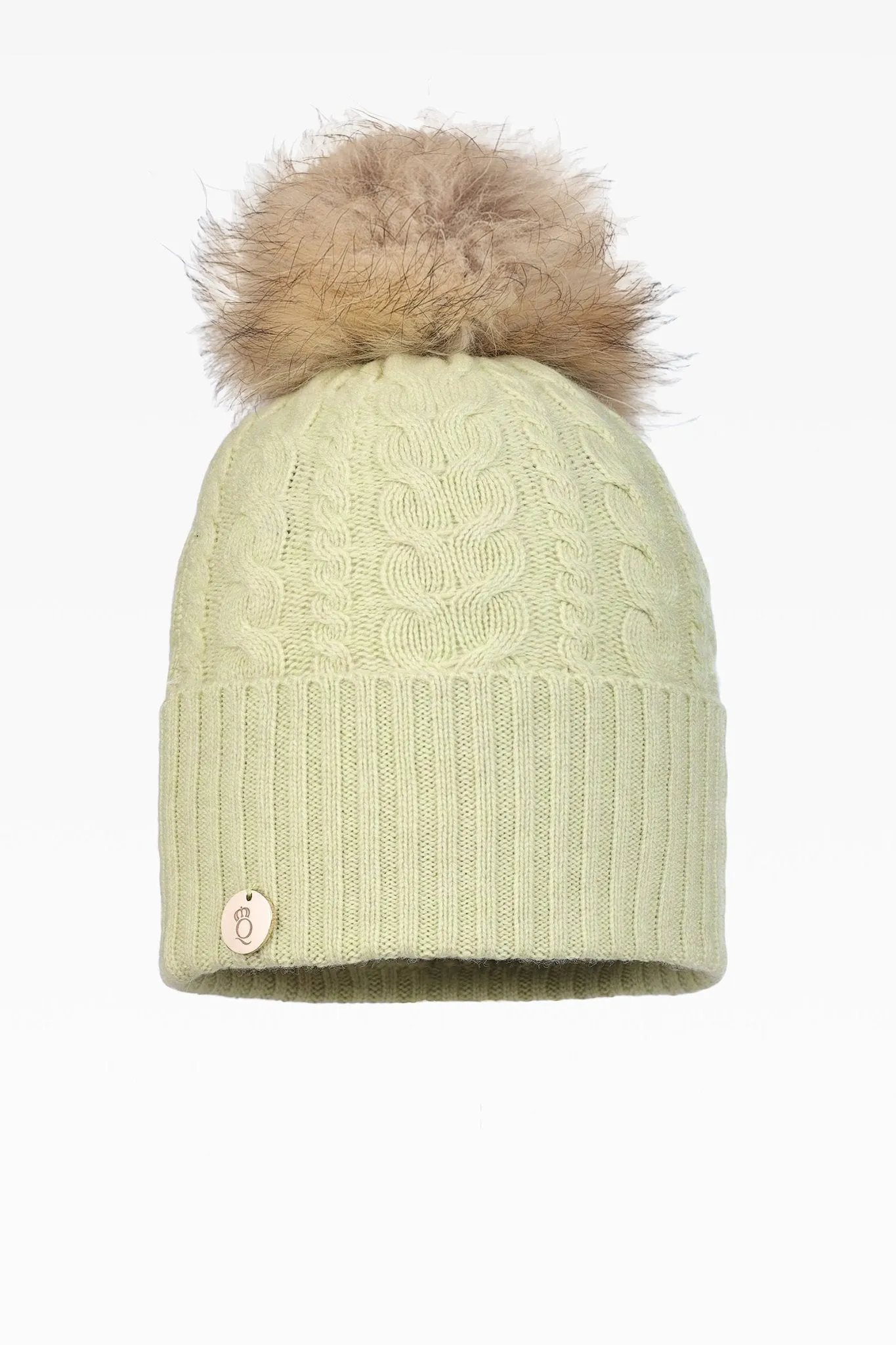 Eve Cable Pom Pom Hat - Real Fur