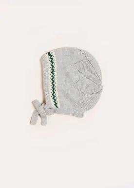 Fair Isle Detail Knitted Bonnet in Grey (S-L)