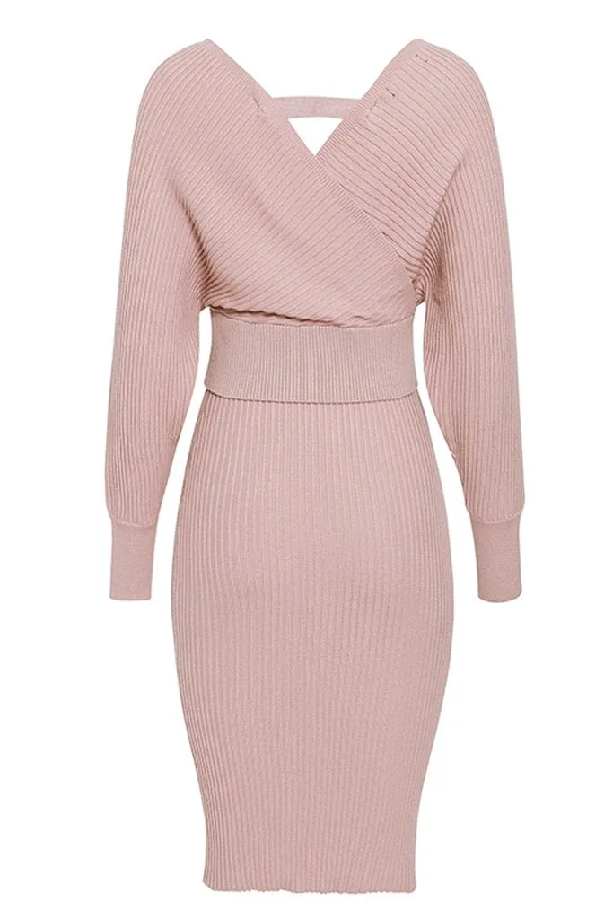 Felista Pink Top and Skirt Knitted Set