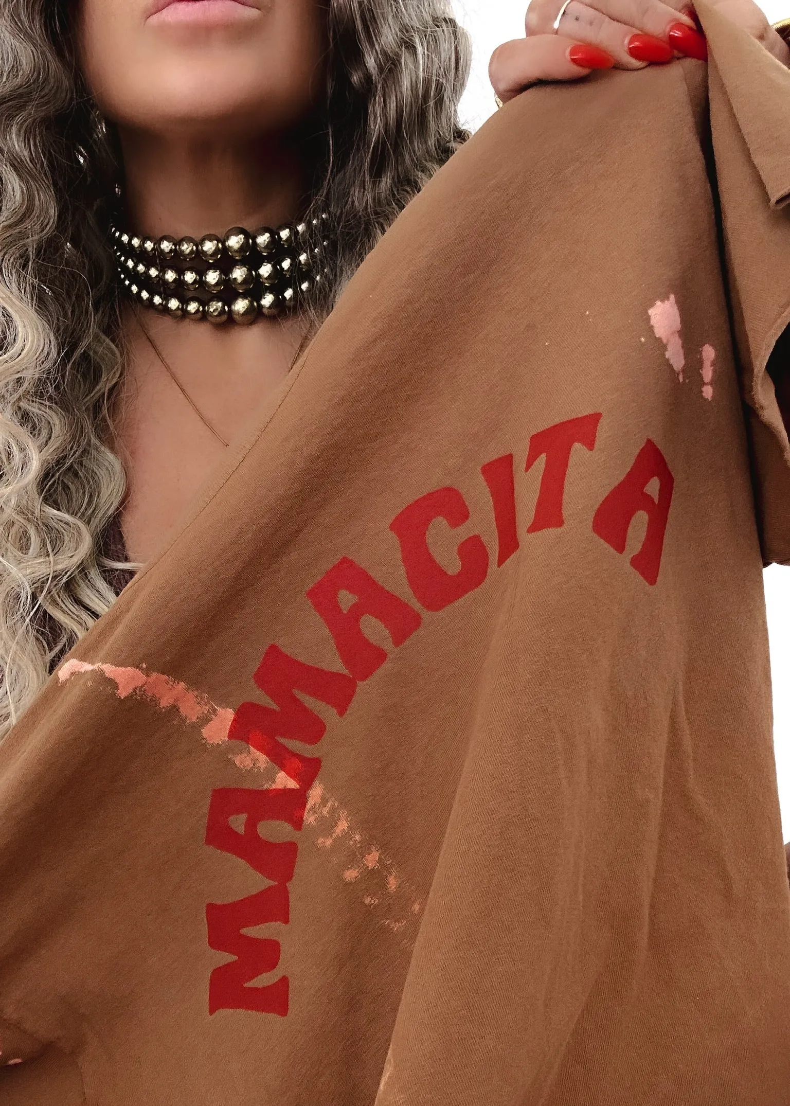 FINAL SALE: MAMACITA BLEACHED OUT SIDE SLIT TEE