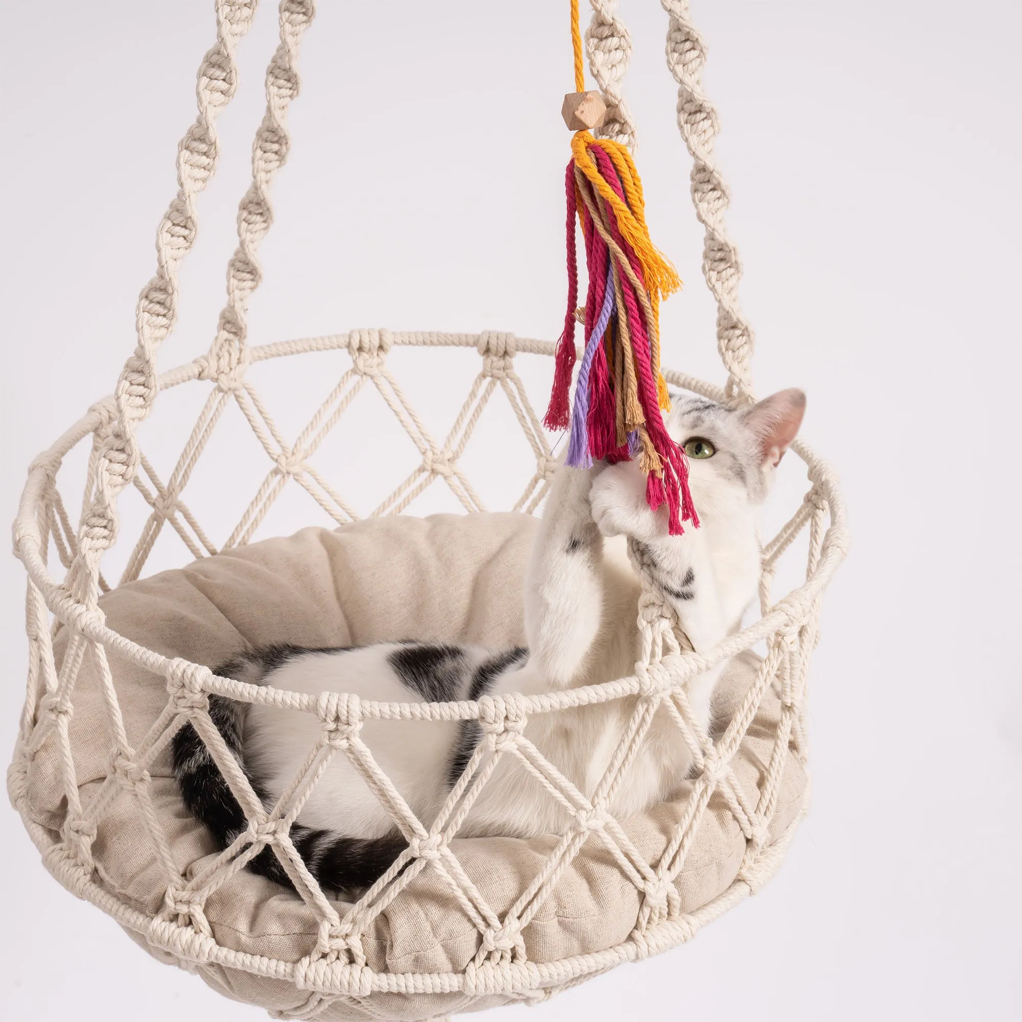 Hanging Macrame Cat Hammock Bed