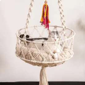 Hanging Macrame Cat Hammock Bed