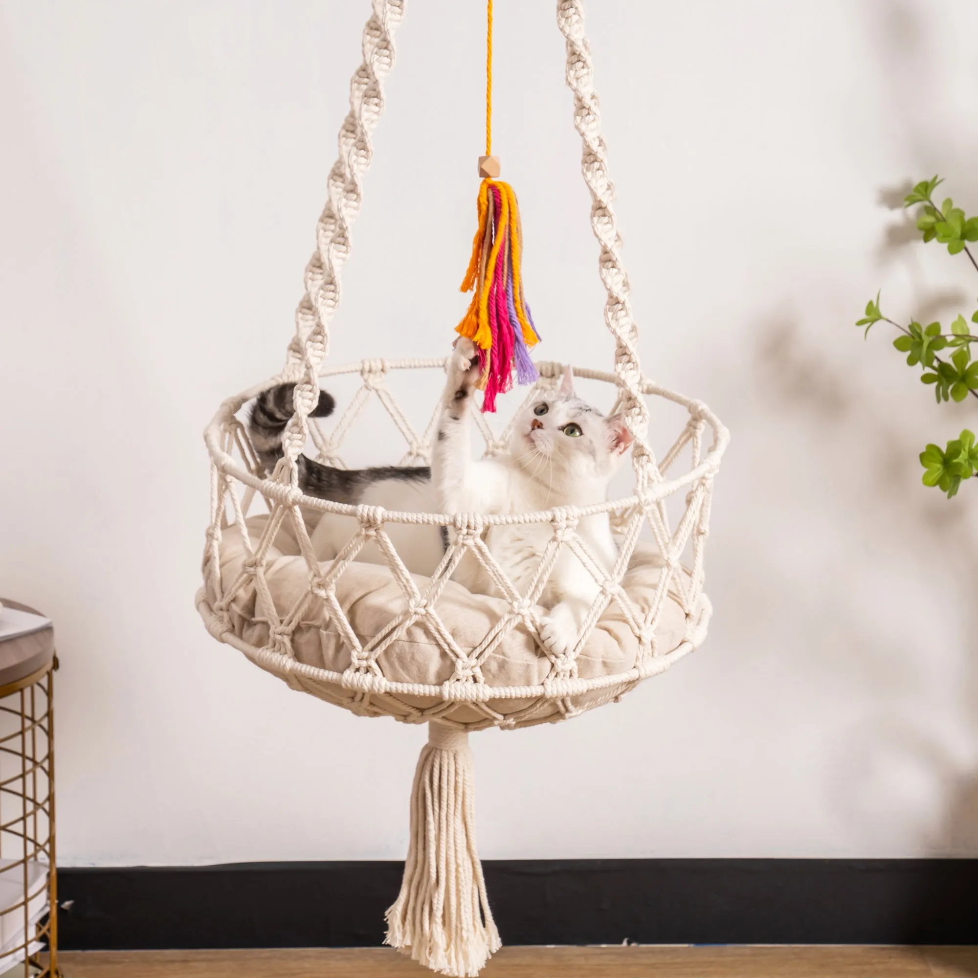 Hanging Macrame Cat Hammock Bed