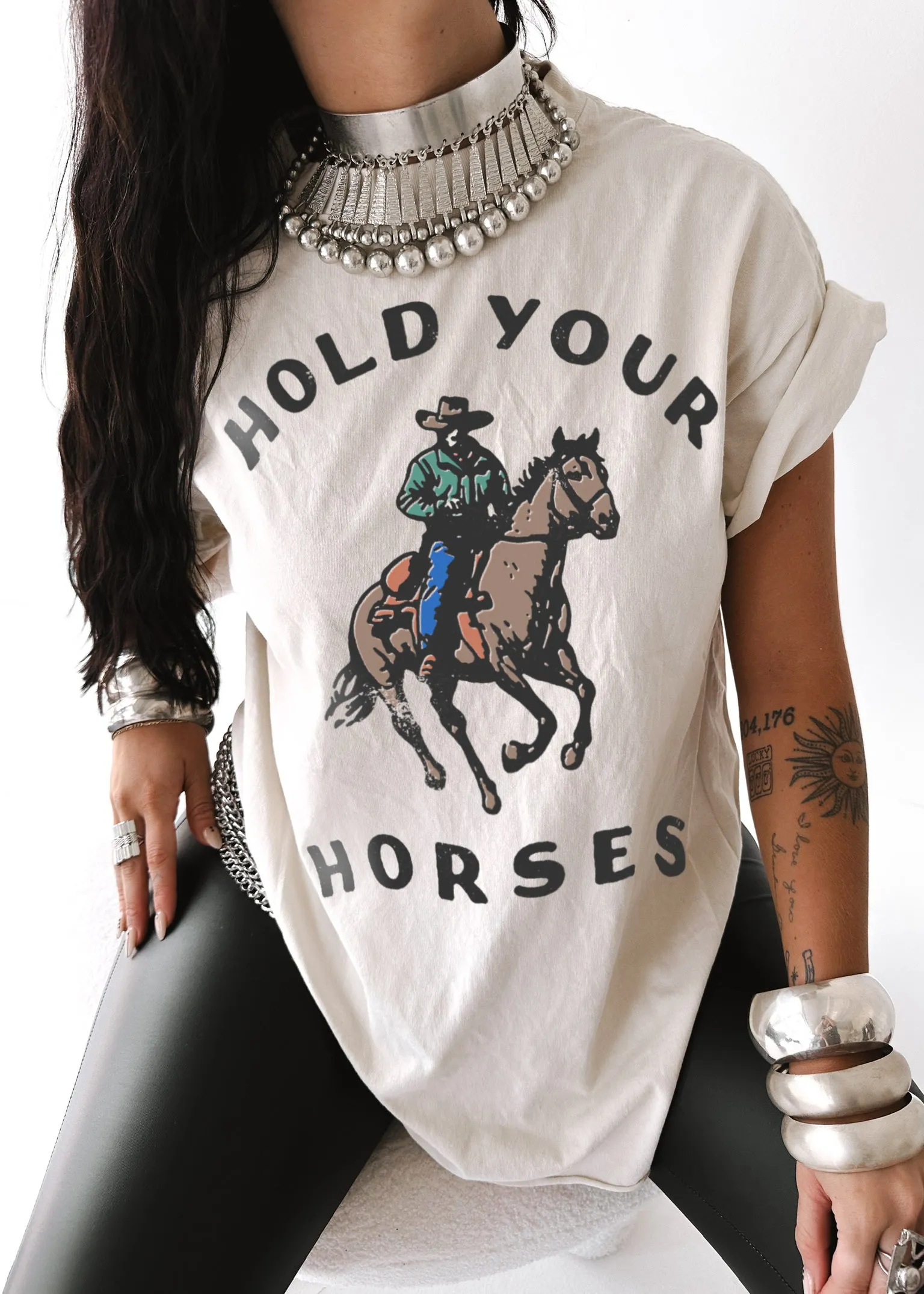 HOLD YOUR HORSES SIDE SLIT TEE