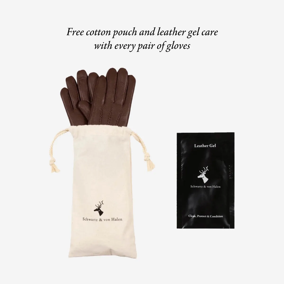 Ivy (cognac) - sheepskin leather gloves with wool/cashmere lining & touchscreen feature