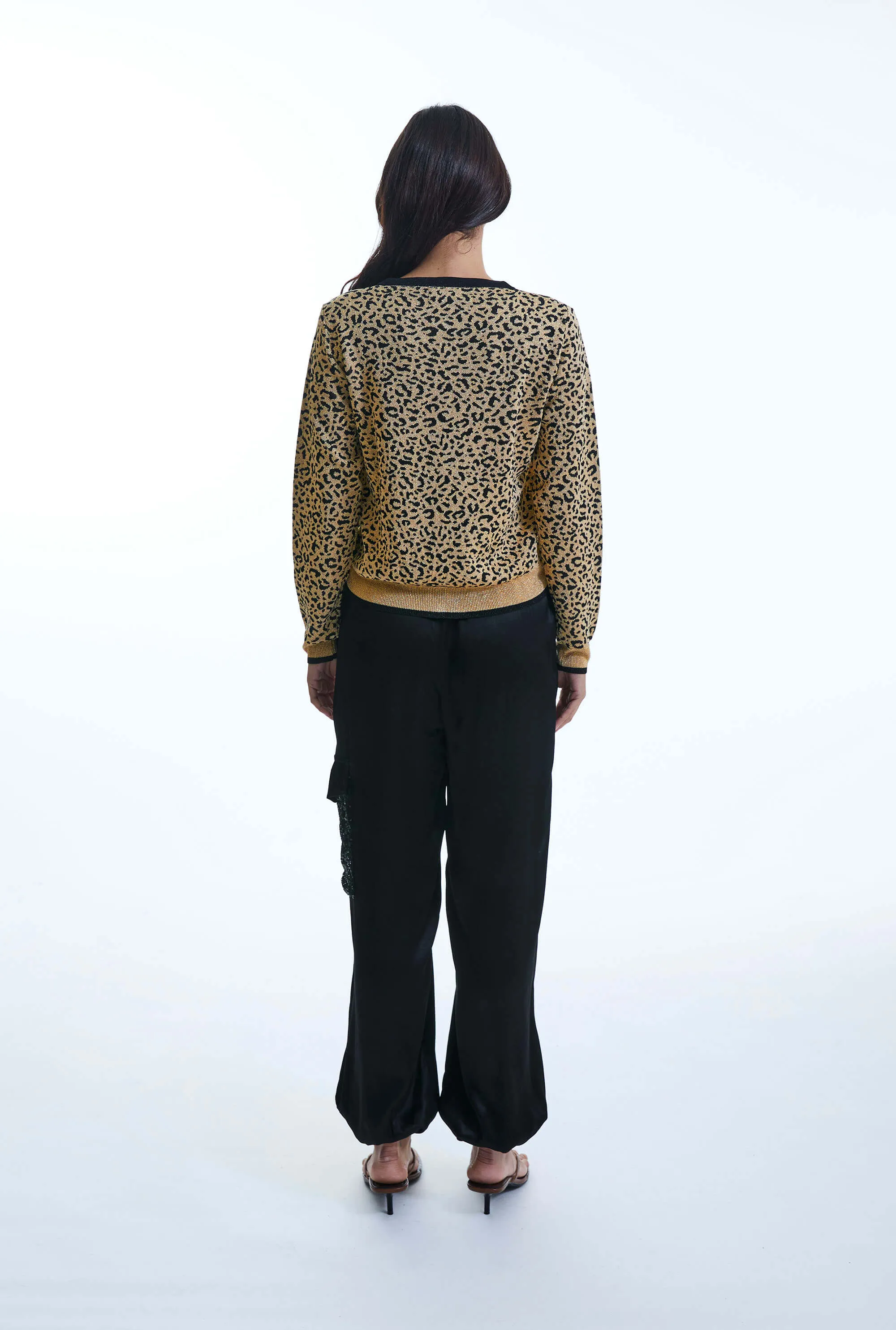 Leopard Lurex Knitted Cardigan