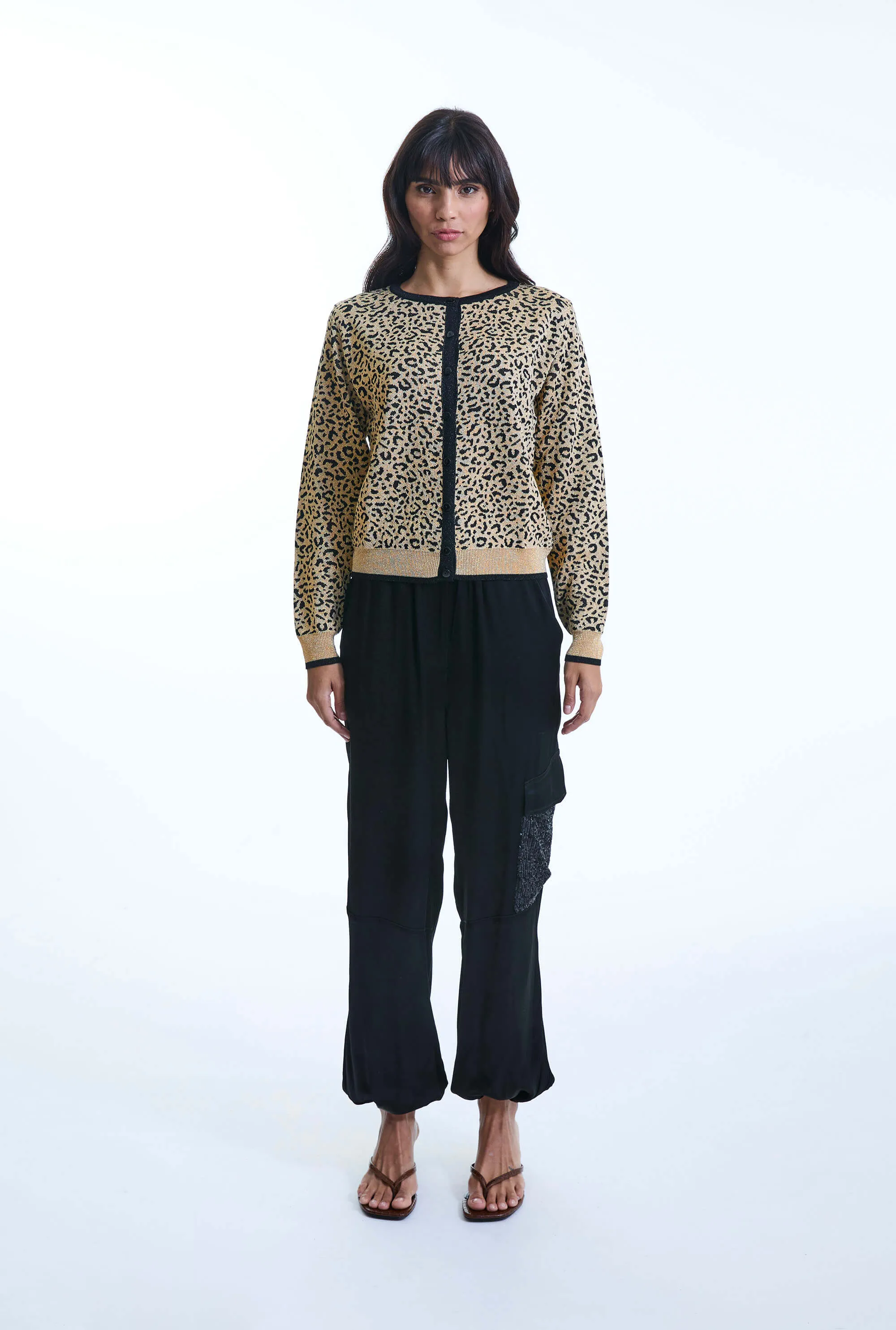 Leopard Lurex Knitted Cardigan