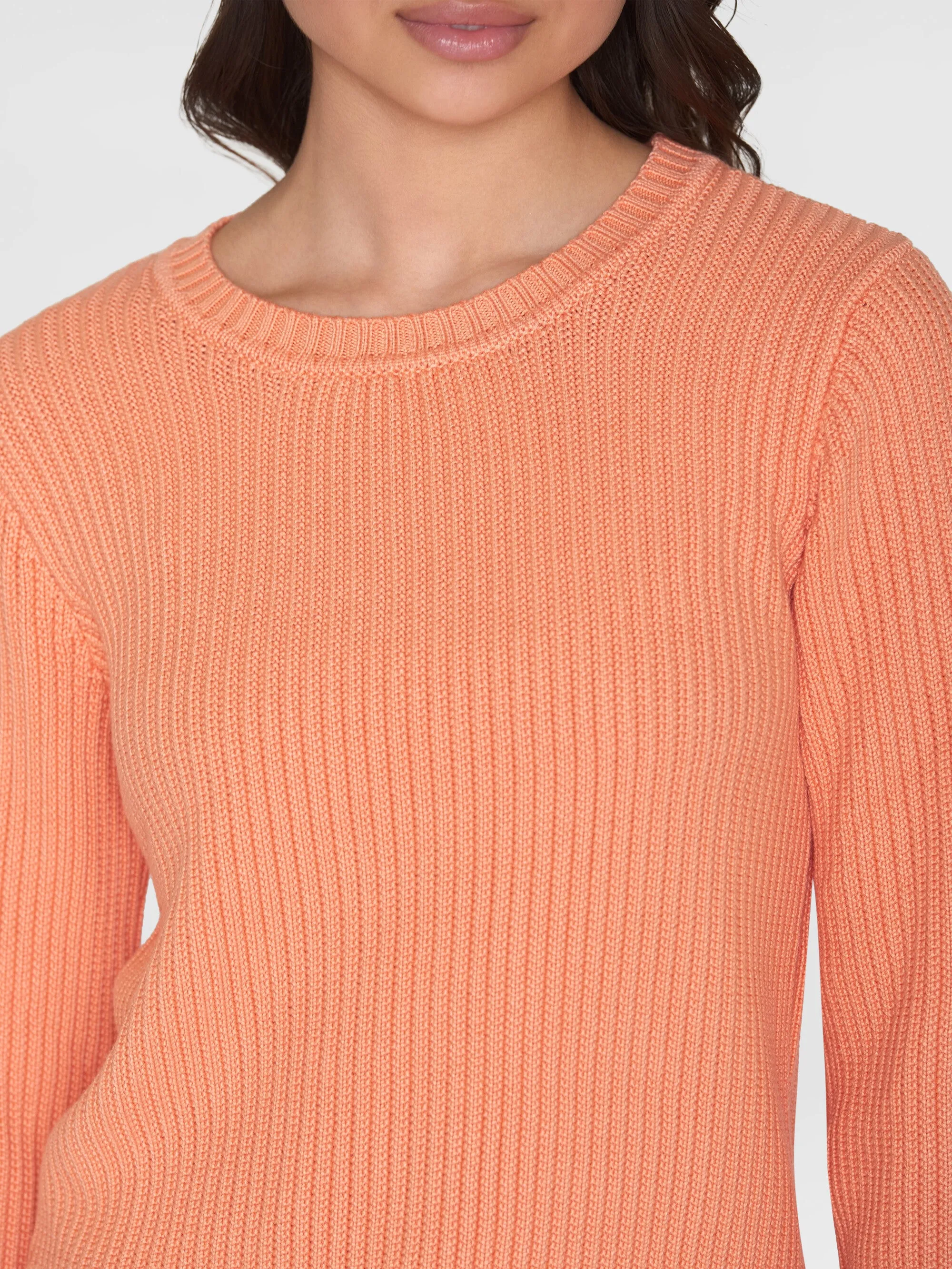 Long sleeve knitted crew neck - OCS/Vegan - Cadmium Orange