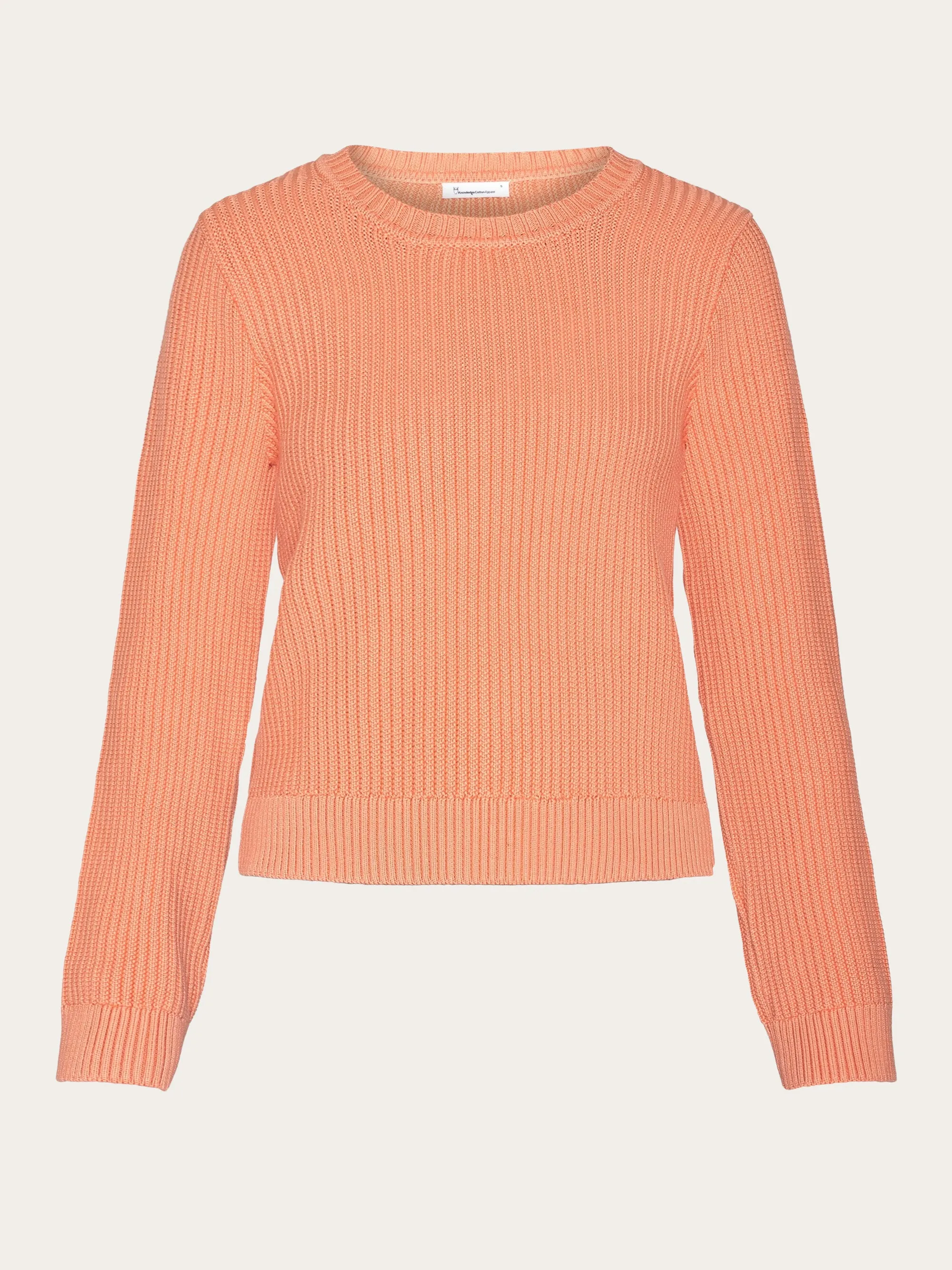 Long sleeve knitted crew neck - OCS/Vegan - Cadmium Orange